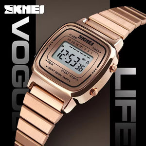 Skmei - 1901 - Women Minimal Square Watch - RoseGold-Steel image 1