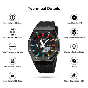 Skmei - 2100 - World Time 50m Waterproof - Black/White image 3