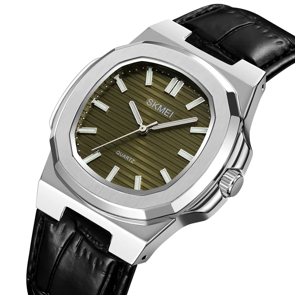 SKMEI - 2512 - Classic Luxury Leather Watch - silver/green image 0