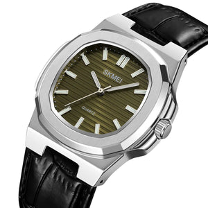 SKMEI - 2512 - Classic Luxury Leather Watch - silver/green image 0