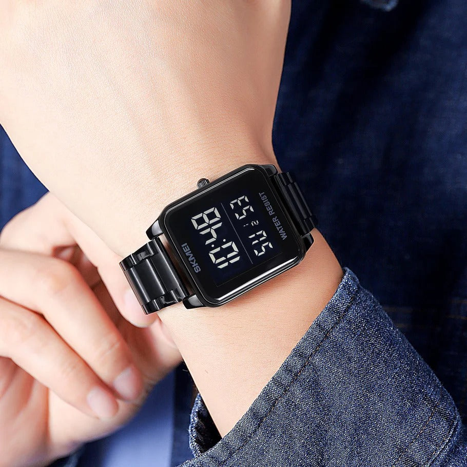 SKMEI 2154 Rectangle Digital Sports Wristwatch - Black/black image 3