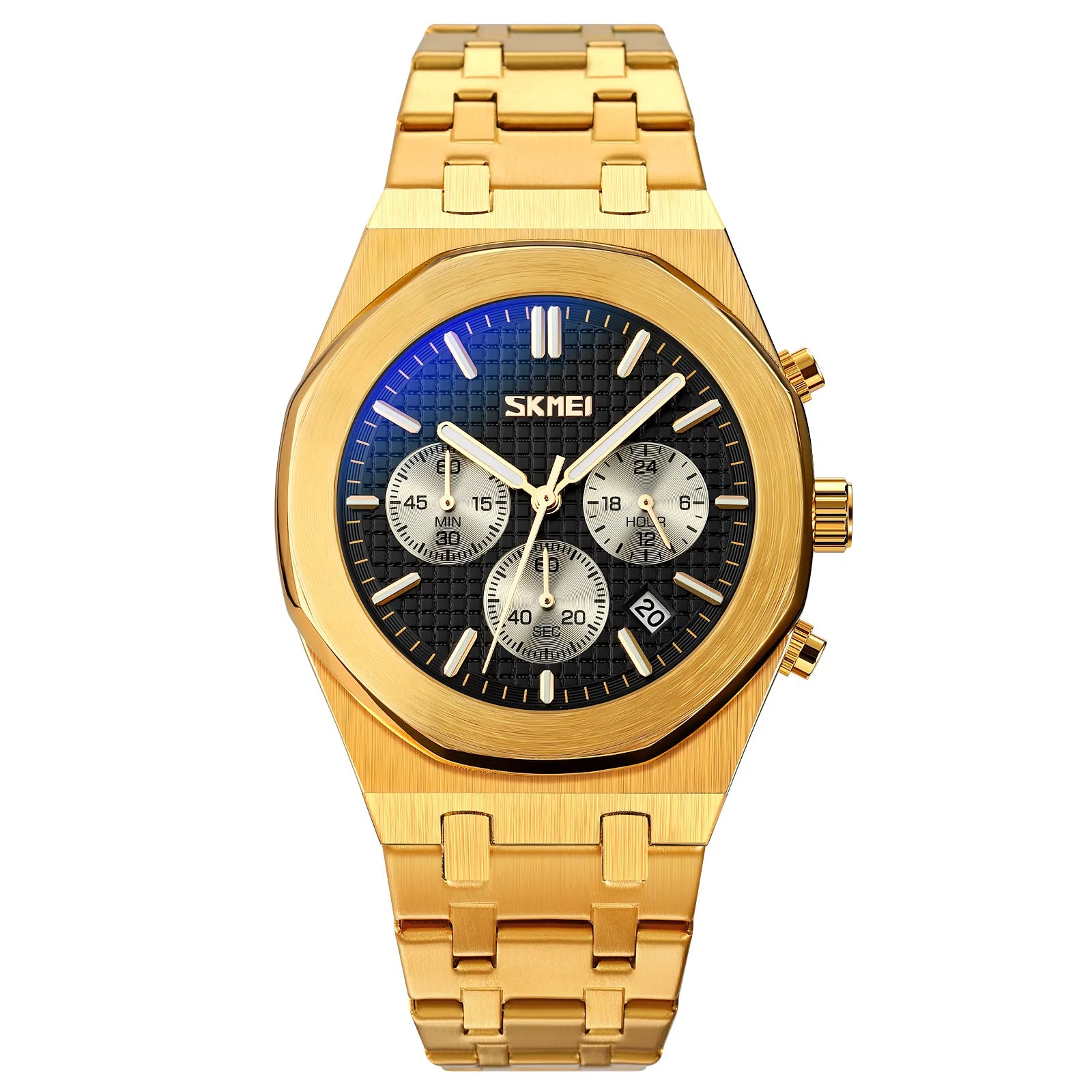SKMEI - 9296 - Analog Stainless Steel Chronograph Quartz Watch - gold black image 0