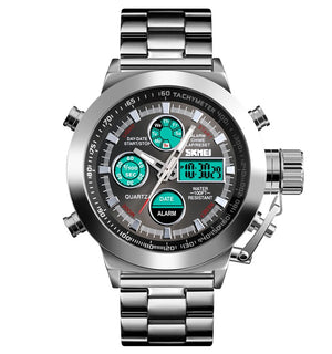 SKMEI - 1515 - Professional Double Display Quartz Watch - silver image 4
