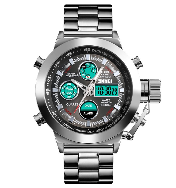 SKMEI - 1515 - Professional Double Display Quartz Watch - silver image 4