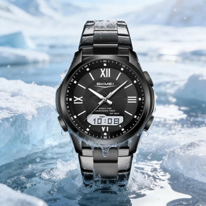 SKMEI 2459 Analog Digital World Time Sports Watch - black/black image 1