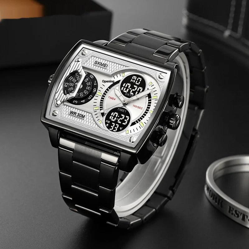 SKMEI 2229 Multi-Zone Analog Digital Sports Watch - black/silver-steel image 1