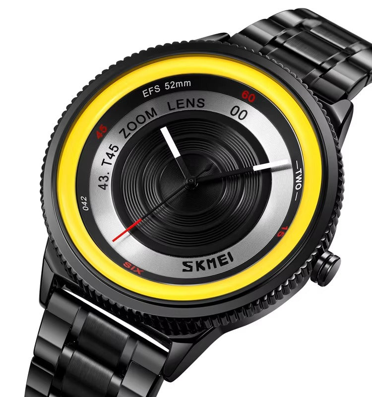 SKMEI - 9267 - Camera Lens Inspired Unique Wristwatch - yellow image 1