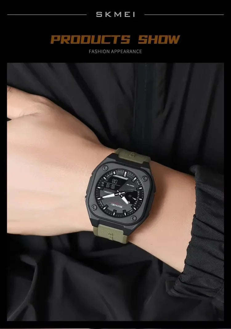 Skmei - 2328 - World Master Dual Display Watch - Army/Green image 2