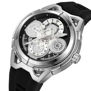 SKMEI - 9349 - Silicone Quartz Luxury Watch - Silver/Black image 0