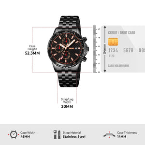 SKMEI - 9334 - Quartz Chronograph Analog Dial Stainless Steel Watch - black/black image 2