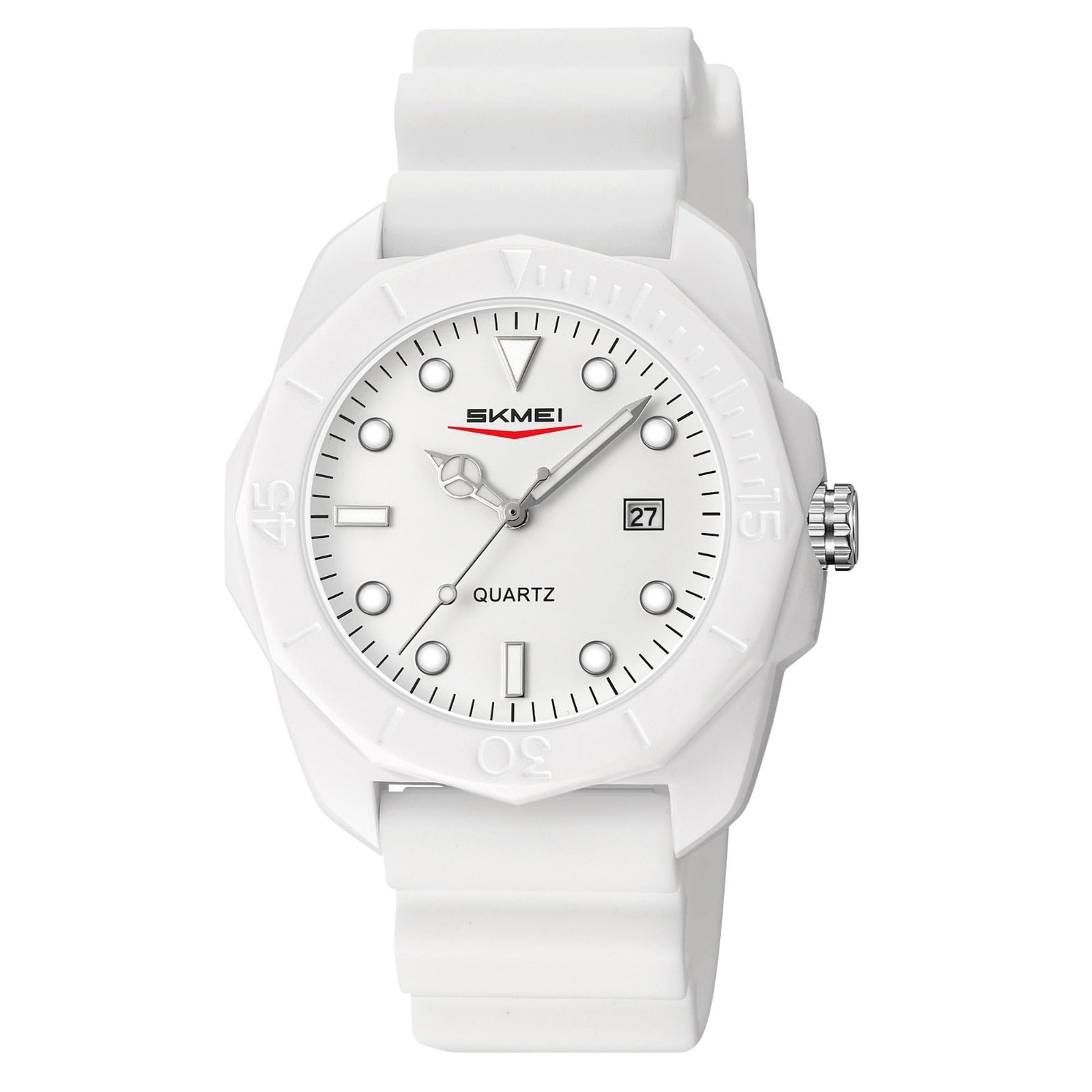 Skmei - 2393 - Quartz Analog Silicone Strap Watch - white/white image 0
