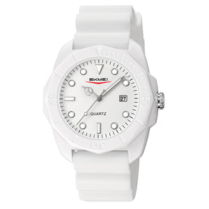 Skmei - 2393 - Quartz Analog Silicone Strap Watch - white/white image 0