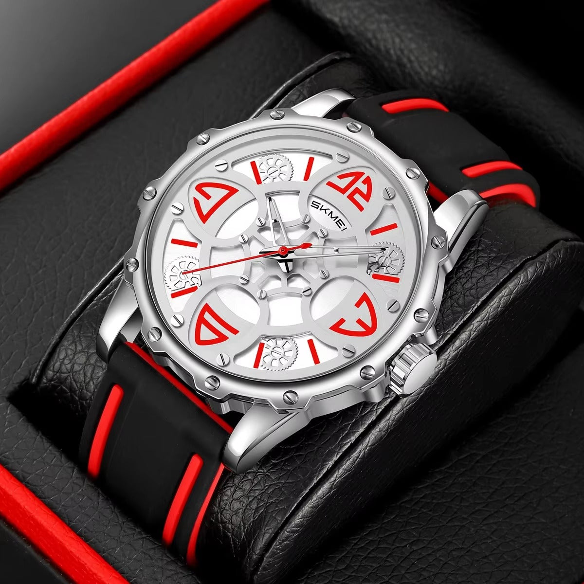 SKMEI 9342 Racing Analog Quartz Sports Watch - Red image 1
