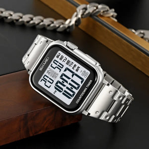 SKMEI 2447 Square Digital Countdown Timer Watch - silver/white image 1