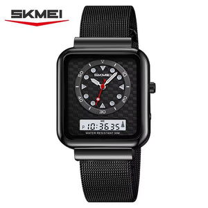 SKMEI - 2466 - Dual Display Time Quartz Watch - Black image 1