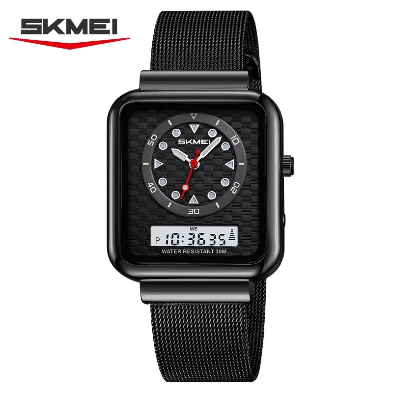 SKMEI - 2466 - Dual Display Time Quartz Watch - Black image 1