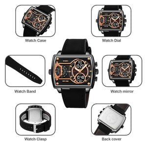SKMEI 2229 Multi-Zone Analog Digital Sports Watch - Black/Black-Leather image 1