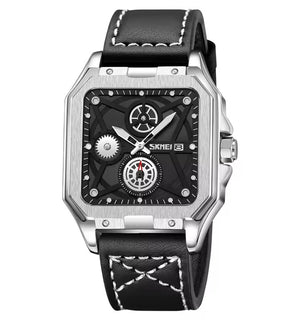 SKMEI - 9330 - Premium Down Second Square Dial Watch - silver/black image 0