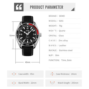 Skmei - 9291 - Fashion Business Genuine Strap Waterproof - Black image 5