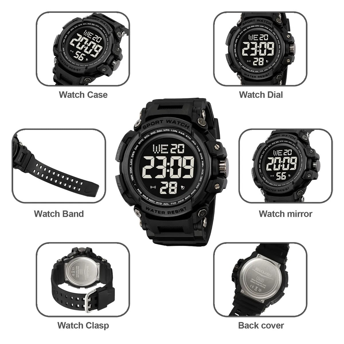 Skmei - 2422 - Digital Big Dial Shock Sports Watch - black image 4