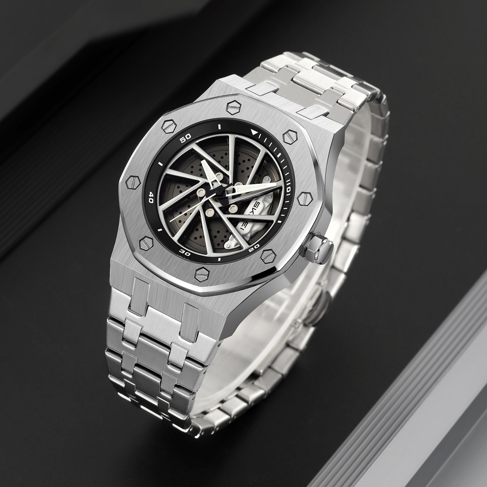 SKMEI - 2359 - Rotating Wheel Sports Edition Watch - silver-steel image 1