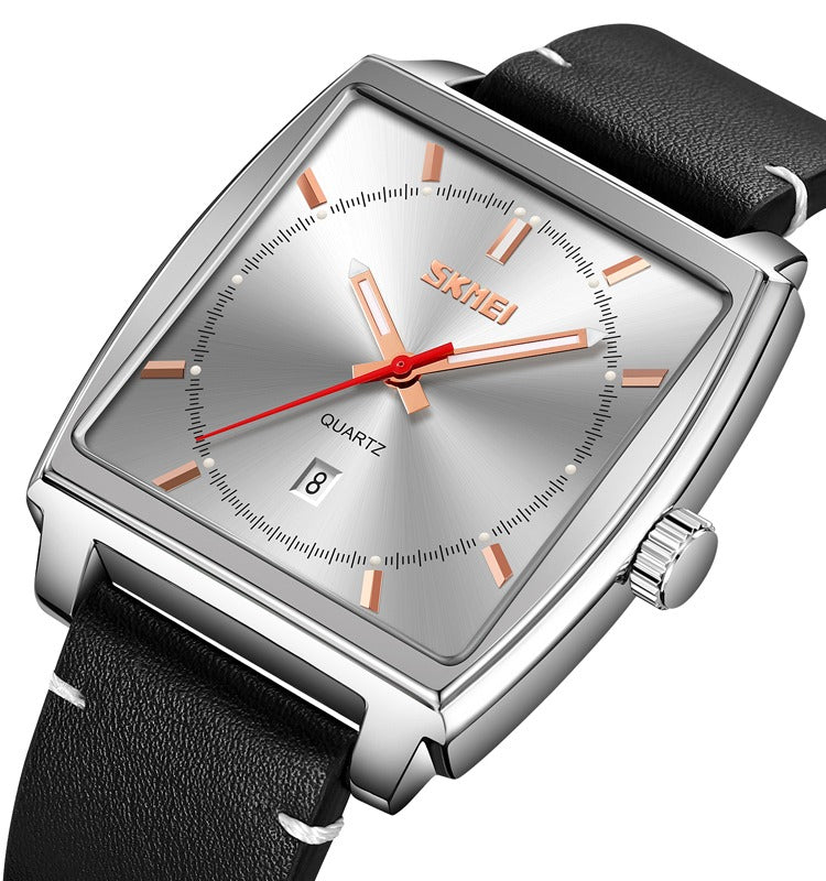 Skmei - 9316 - Elegant Square Analog Watch - silver/silver image 1