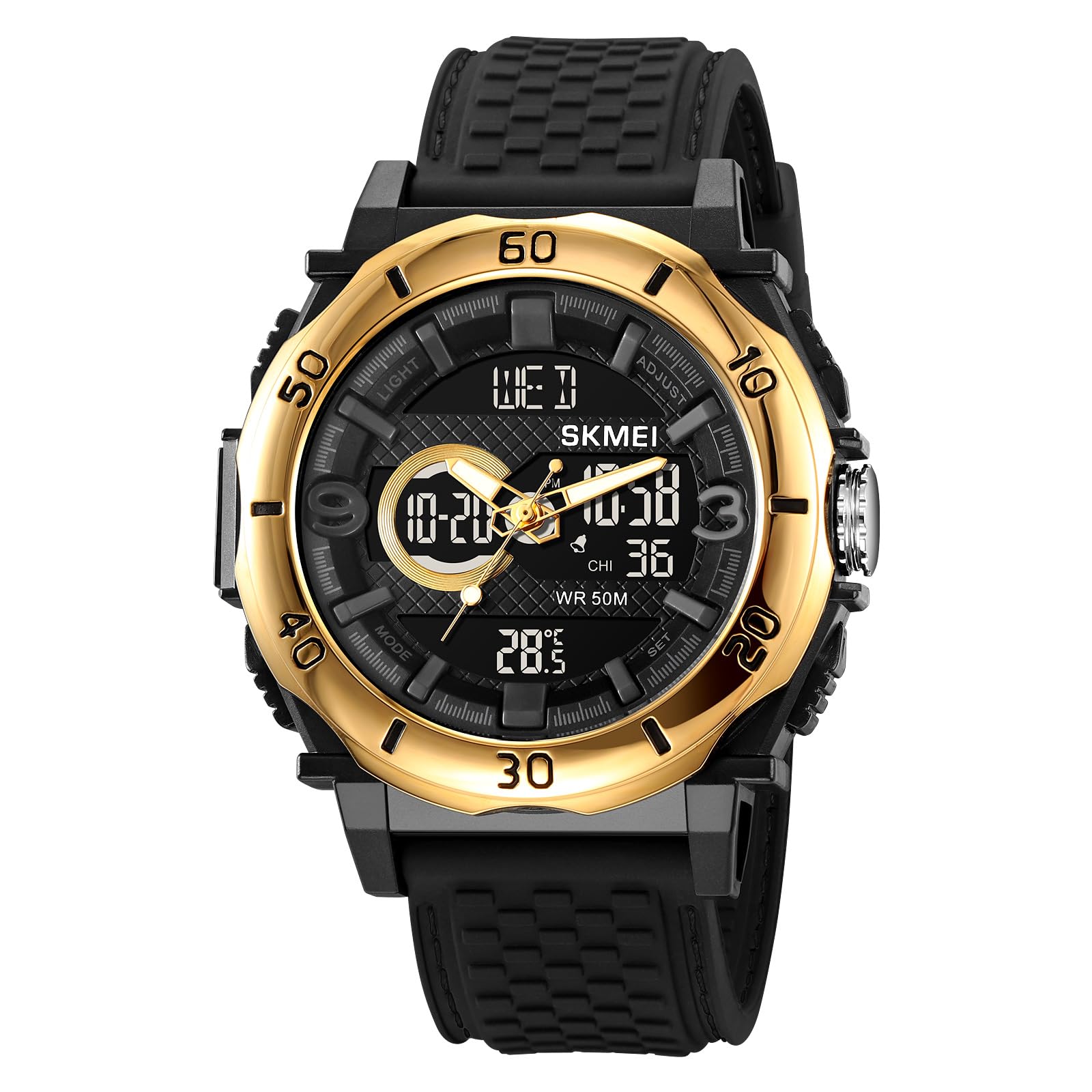 SKMEI - 2098 - Digital Dial Silica Gel Strap Watch for Men - gold/black image 0