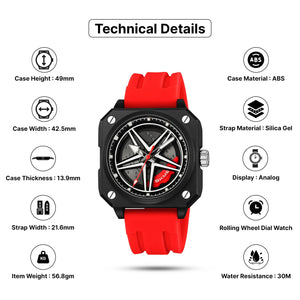 SKMEI - 2362 - Trendy Wheel Spinner Quartz Silicon Strap - Red image 4