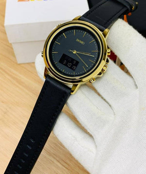 Skmei - 1652 (Strap) - Multifunctional Waterproof - Gold/Black-Leather image 3
