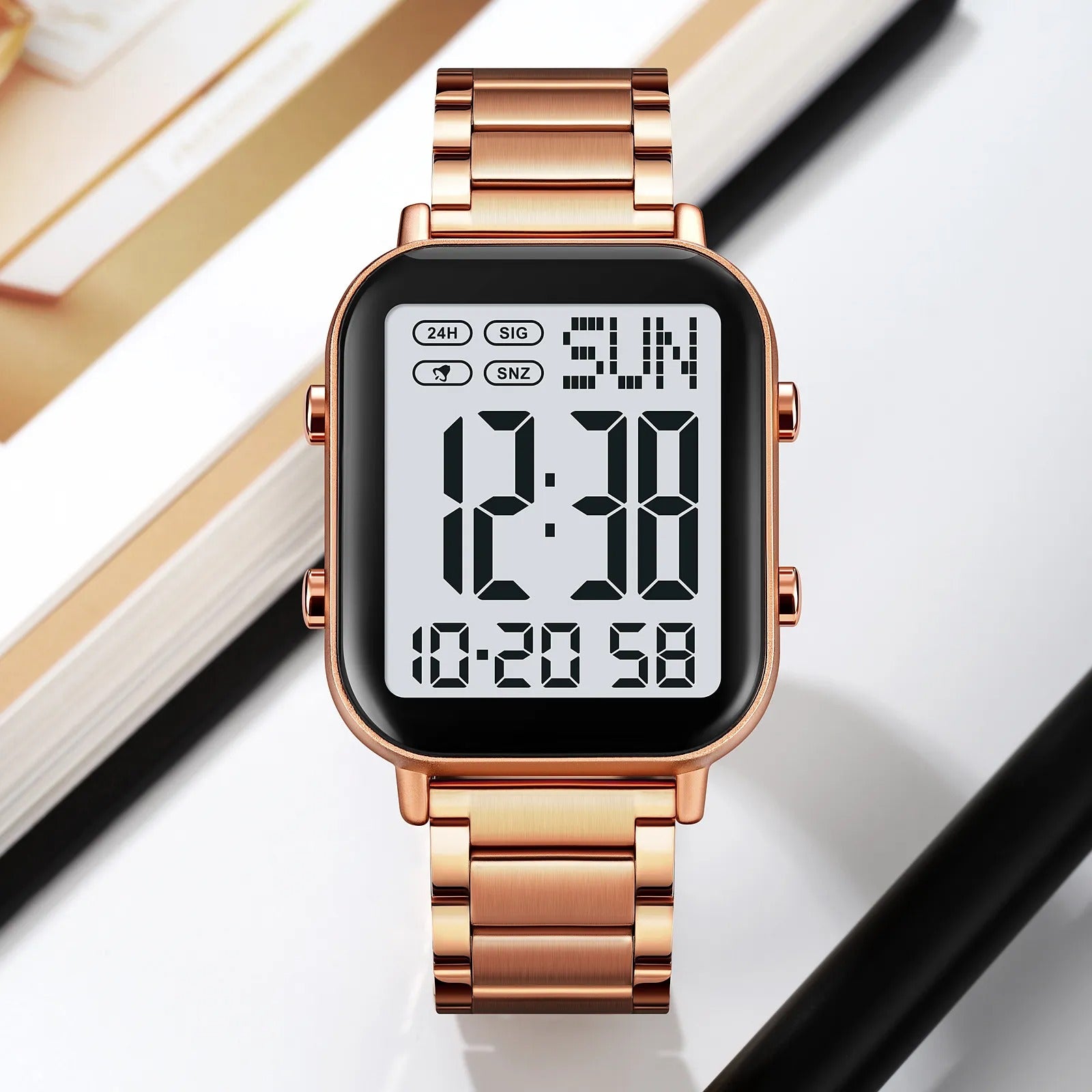 Skmei – 2259 – Digital Steel Watch – Rose Gold/White image 1