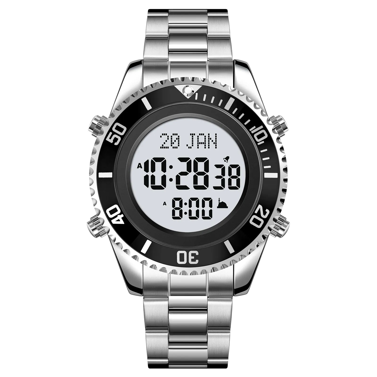 SKMEI - 2141 - Qibla Azan Time Reminder Prayer Watch - silver image 0