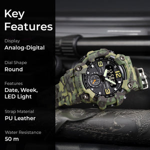 Skmei - 1637 - Warrior Dual Display Watch - Army Green Camo image 5