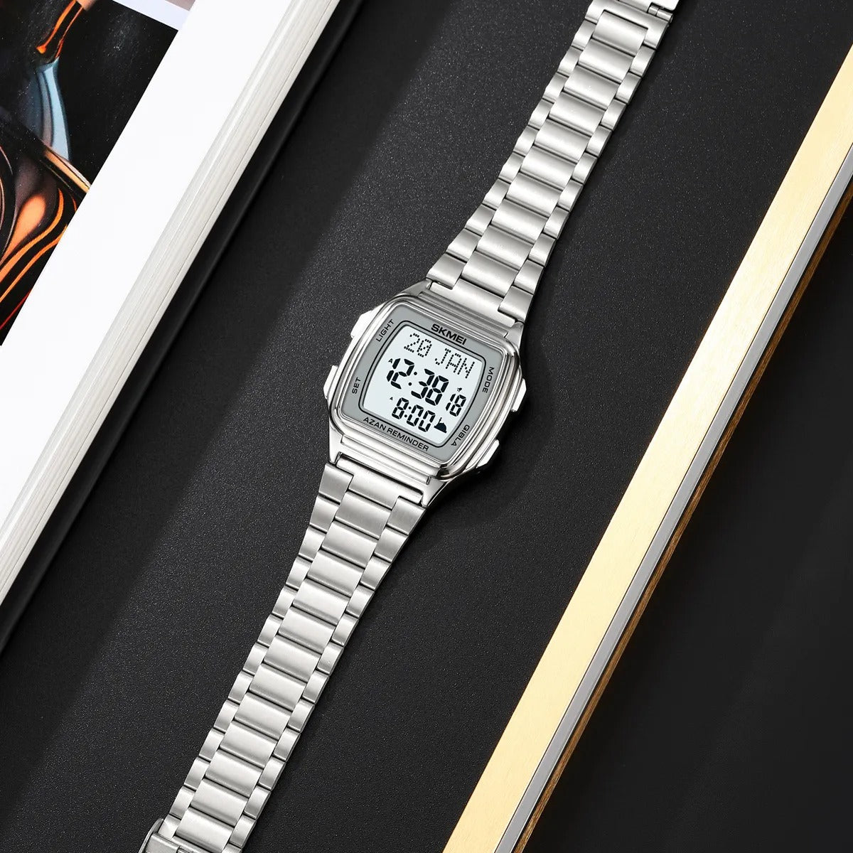 SKMEI - 2240 - Qibla Azan Time Reminder Prayer Watch - silver image 3