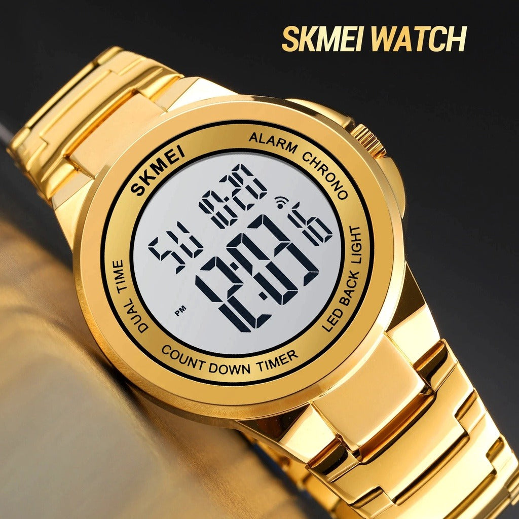 Skmei - 2271 - Digital Dual Time Men's Stainless Steel Watch - gold image 1