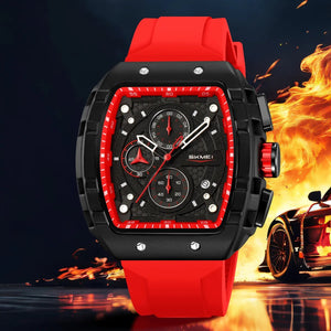 Skmei – 9341 – Bold Sporty Square Chronograph Watch – Red image 1