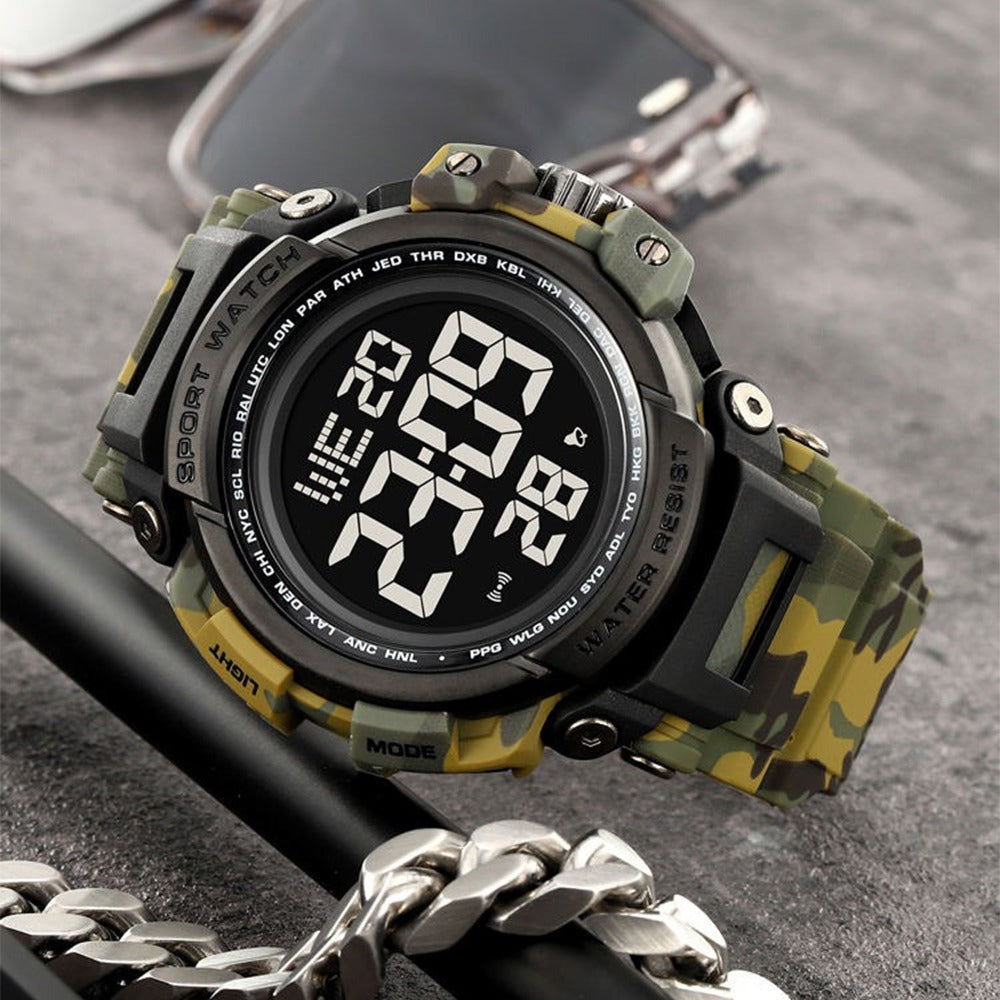 Skmei - 2422 - Digital Big Dial Shock Sports Watch - army green camo image 0