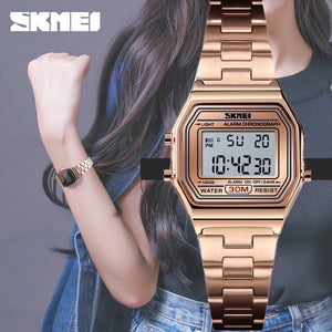 Skmei 1415 - Women Digital Stainless Steel Water Resistant - rose gold image 4