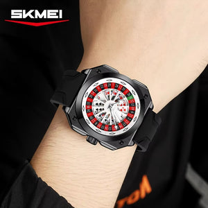 SKMEI - 9379 - Rotating Poker Dial Silicone Wrist Watch - Black/black image 1
