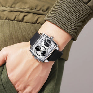SKMEI 2229 Multi-Zone Analog Digital Sports Watch - silver/silver/leather image 2