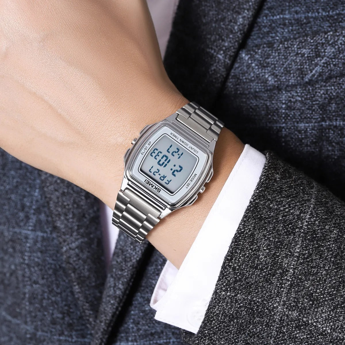 SKMEI 2239 Square Digital Countdown Timer Watch - silver image 4