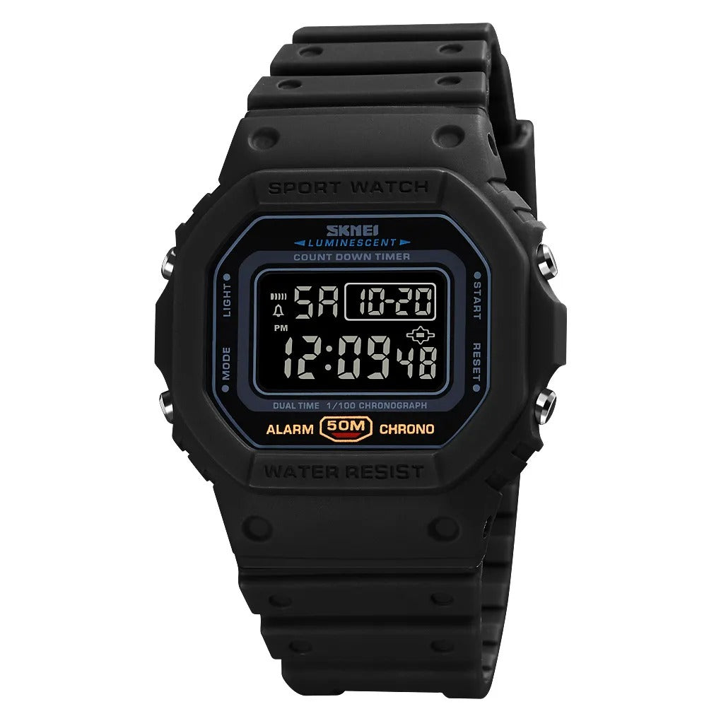 SKMEI - 1628 - Classic Digital Sports Watch - Black/Black image 0