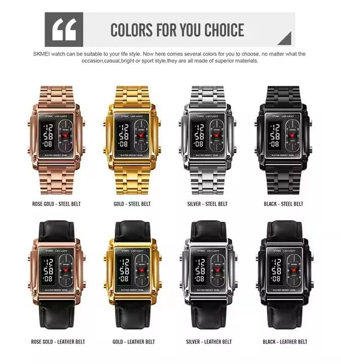 Skmei - 1868 (strap) - Digital LED Luminous Waterproof - Golden-Leather image 3