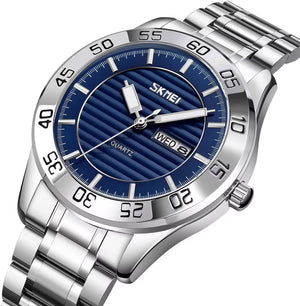 Skmei - 9293 - Premium Steel Quartz Performance Watch - silver/blue image 1