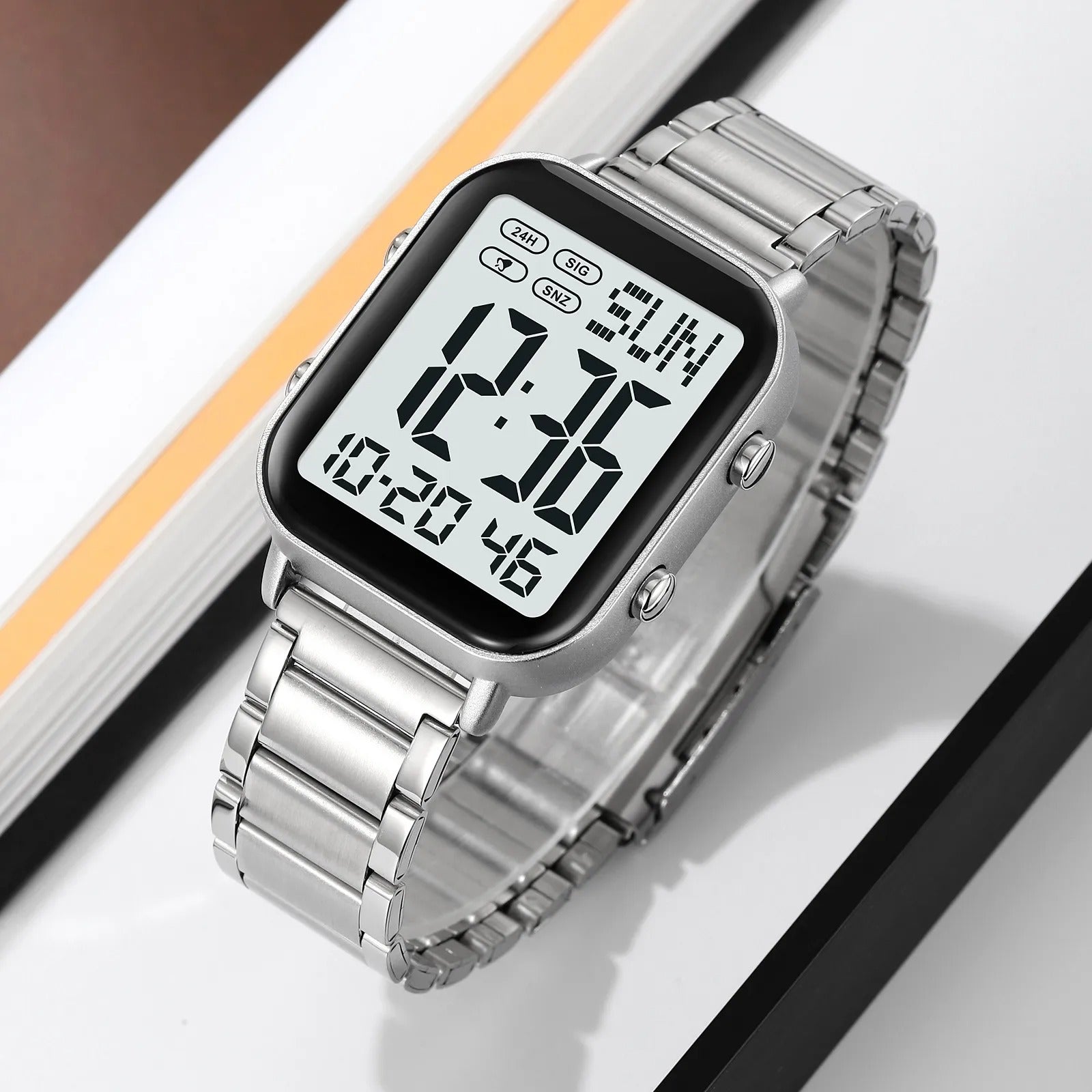 Skmei – 2259 – Digital Steel Watch – Silver/White image 1