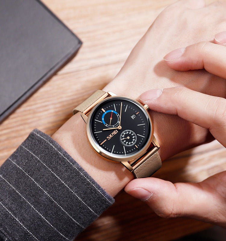 SKMEI - 9182 - Premium Minimalist Mesh Watch - rose gold image 3
