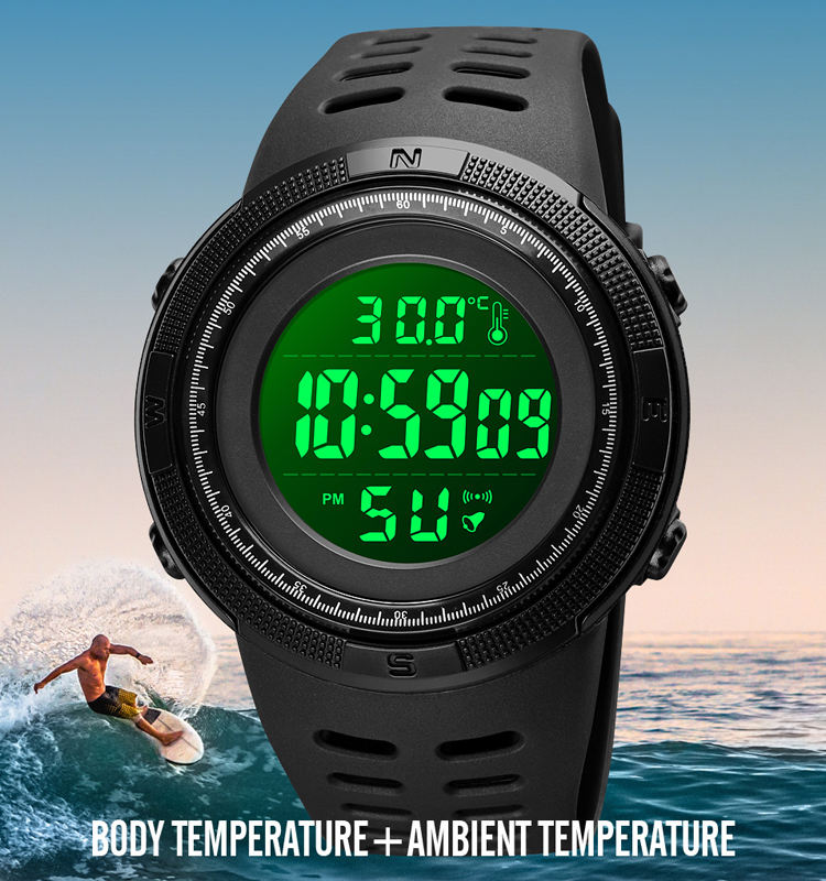 SKMEI - 1681 - Digital Temperature Watch - Black/Black image 2