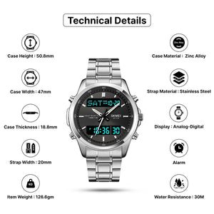 Skmei - 2049 - Multifunctional Waterproof Watch - Silver/Black image 4