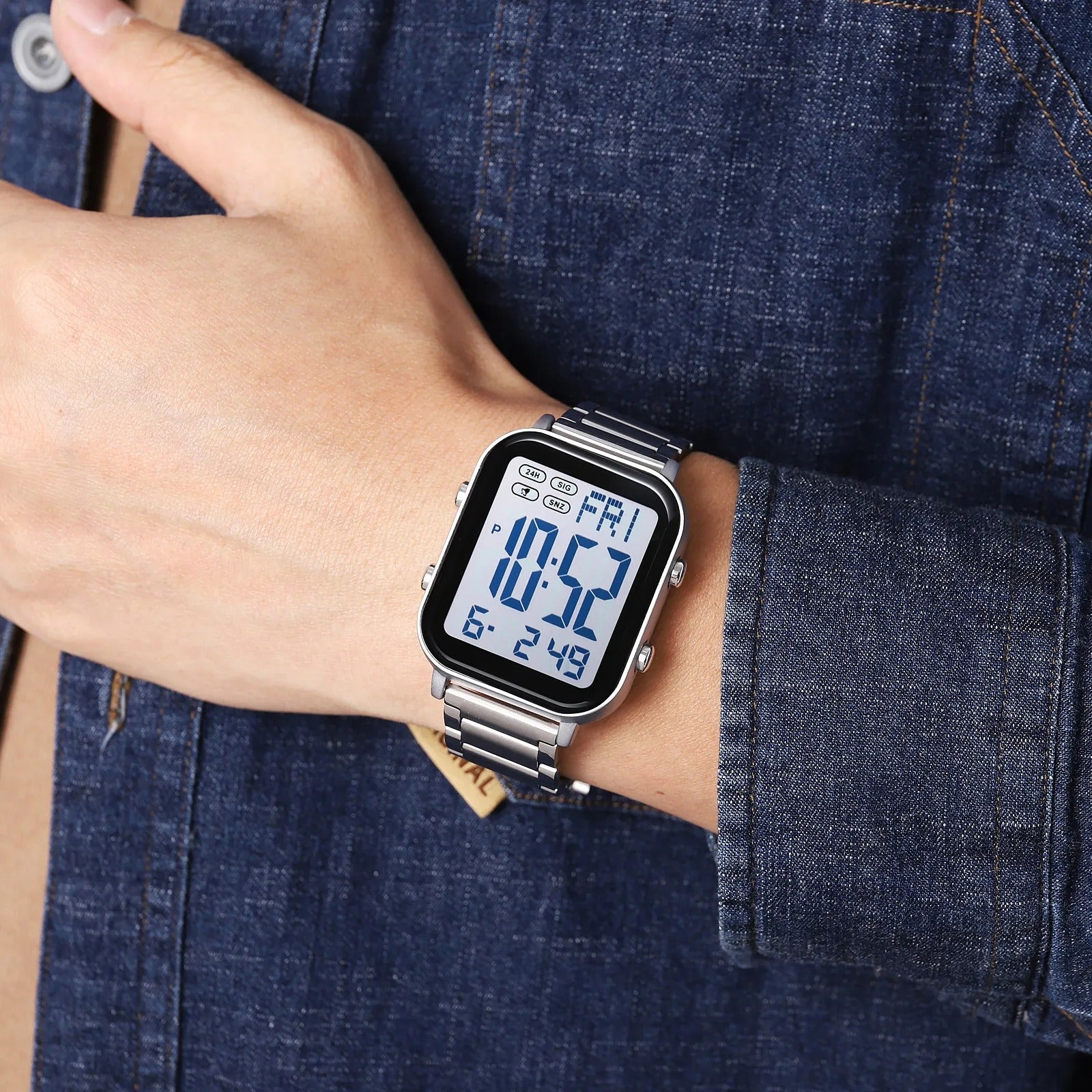 Skmei – 2259 – Digital Steel Watch – Silver/White image 2