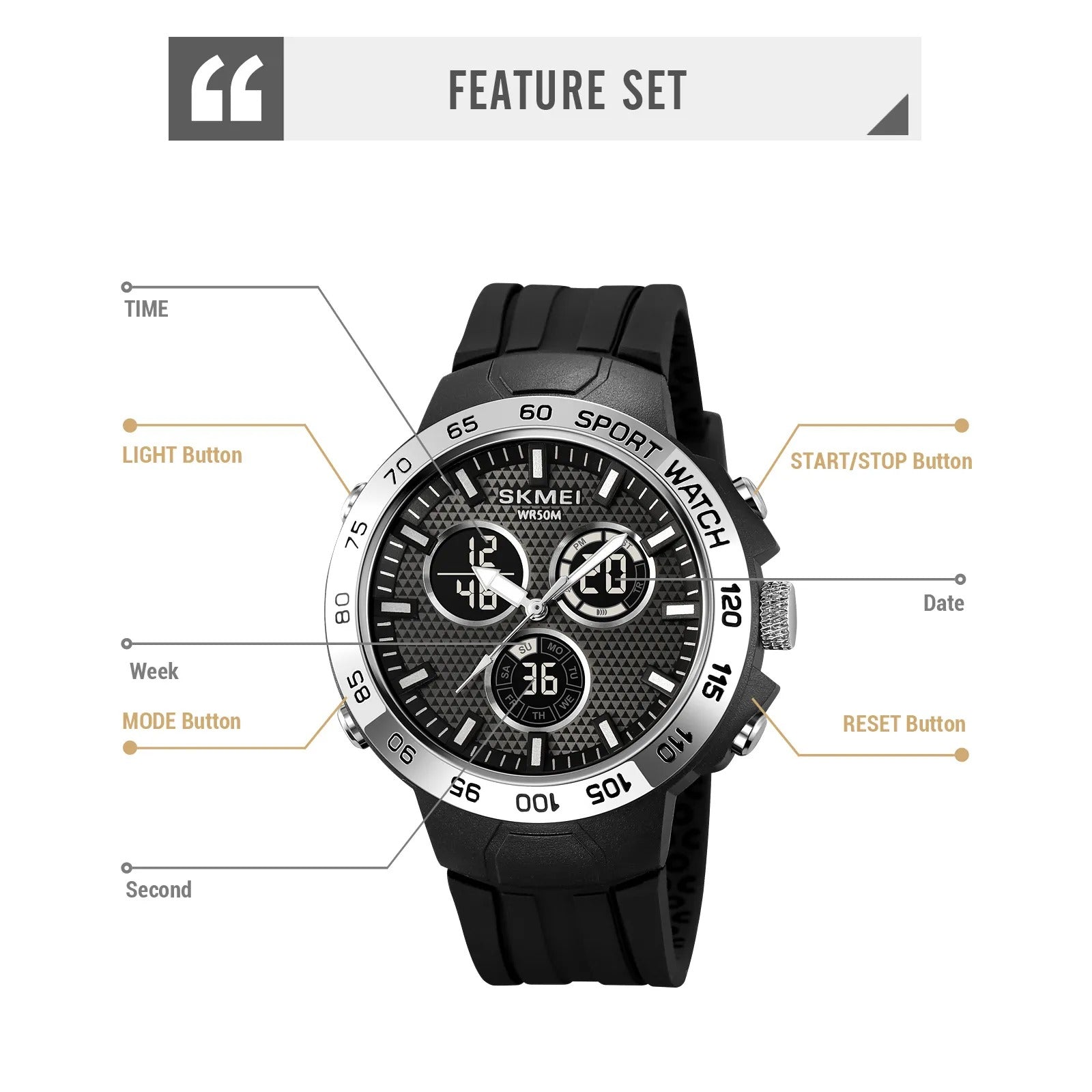 Skmei – 2106 – Bold Sports Edition Watch – Silver image 2
