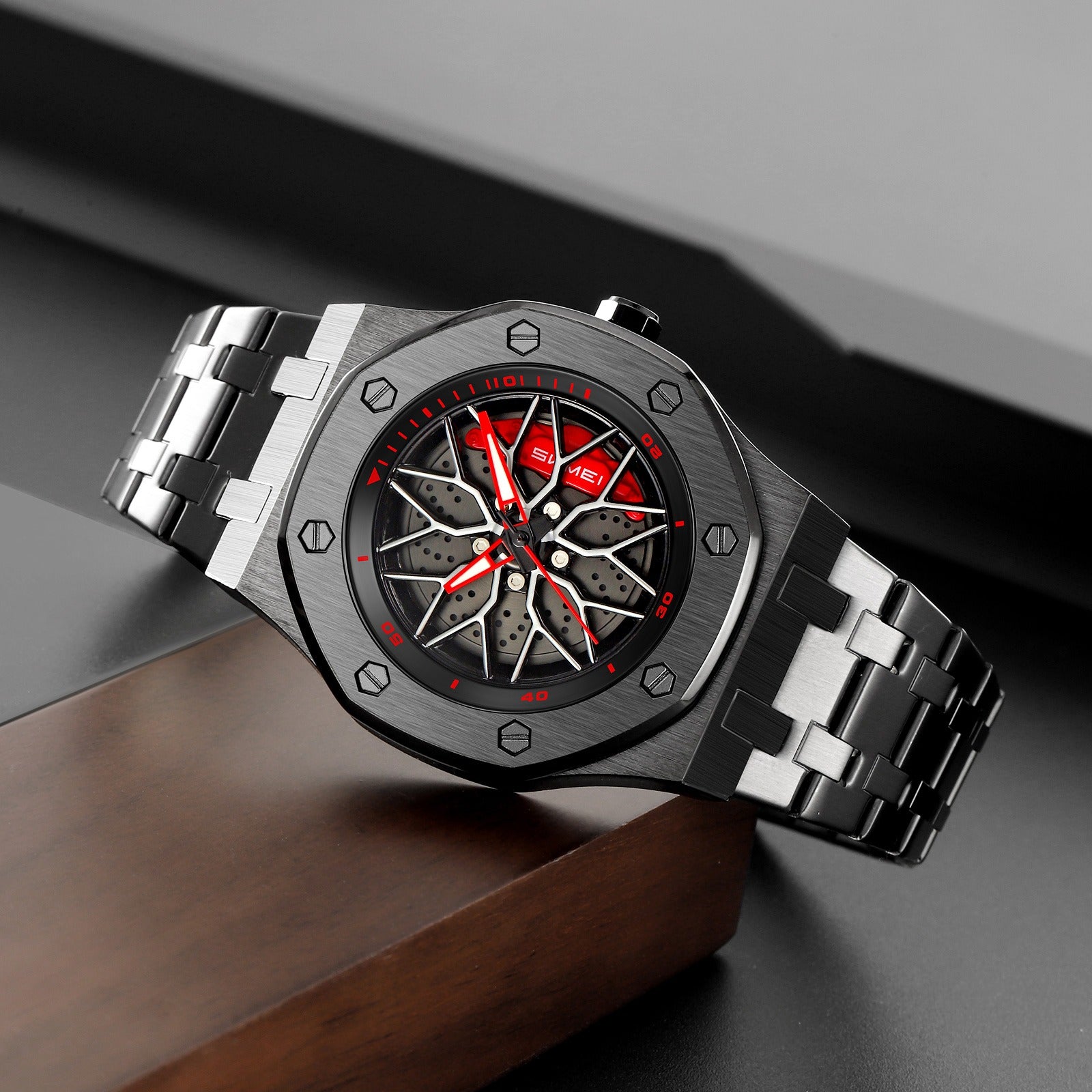 SKMEI - 2359 - Rotating Wheel Sports Edition Watch - black-steel image 5